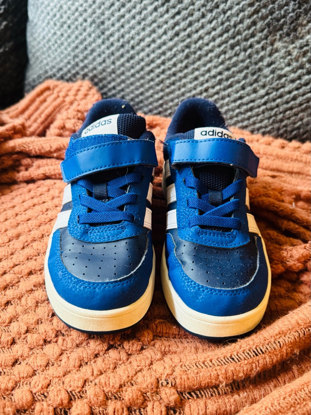Adidas Kids Royal Blue and White Velcro Sneakers